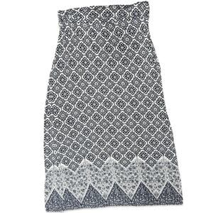 Max Studio Blue White Moroccan Greek Stretchy Jersey Foldover Midi Skirt size XL